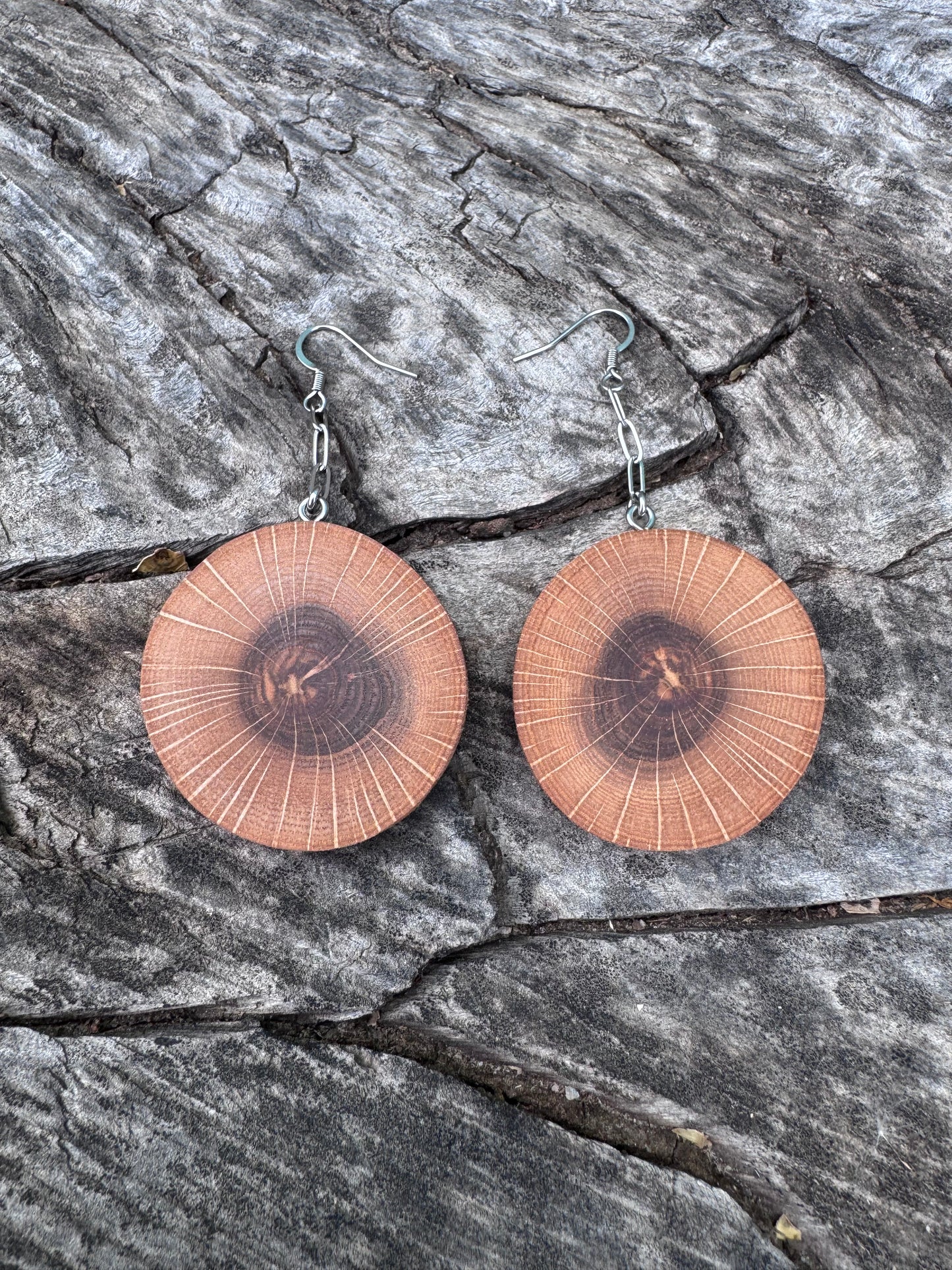 Natural Red Oak Wood Earrings