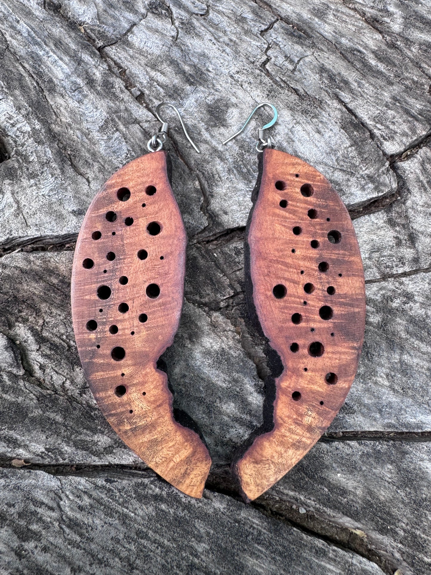 Natural Urban Wood Apricot Earrings – Handcrafted in Boulder, Colorado